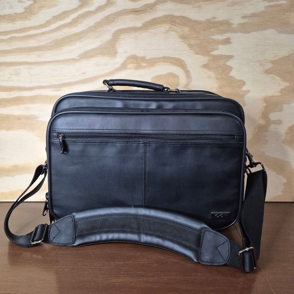 ICON Black Laptop Messenger Briefcase Shoulder Bag Padded Computer Business Case